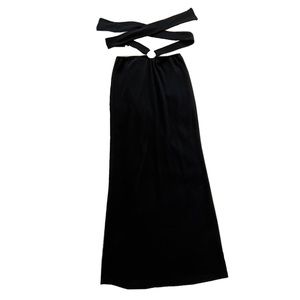 Black Maxi Skirt with Tie Waist